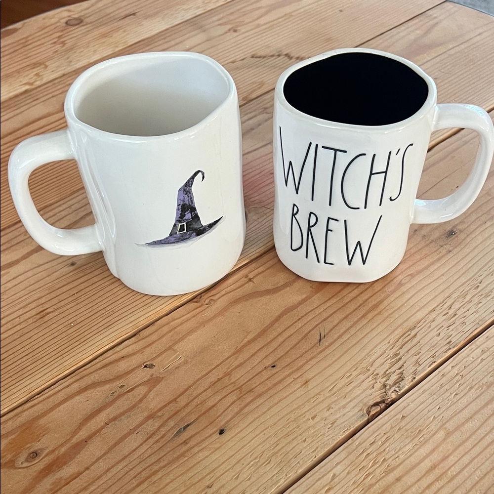 Rae Dunn White Witch's Brew Mug Set with Black Interior Accent